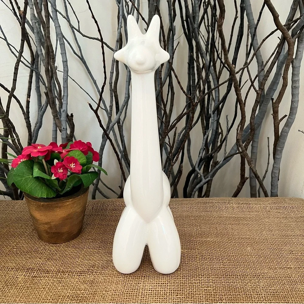 Giraffe Ceramic Balloon Figure White - Picture 3 of 6